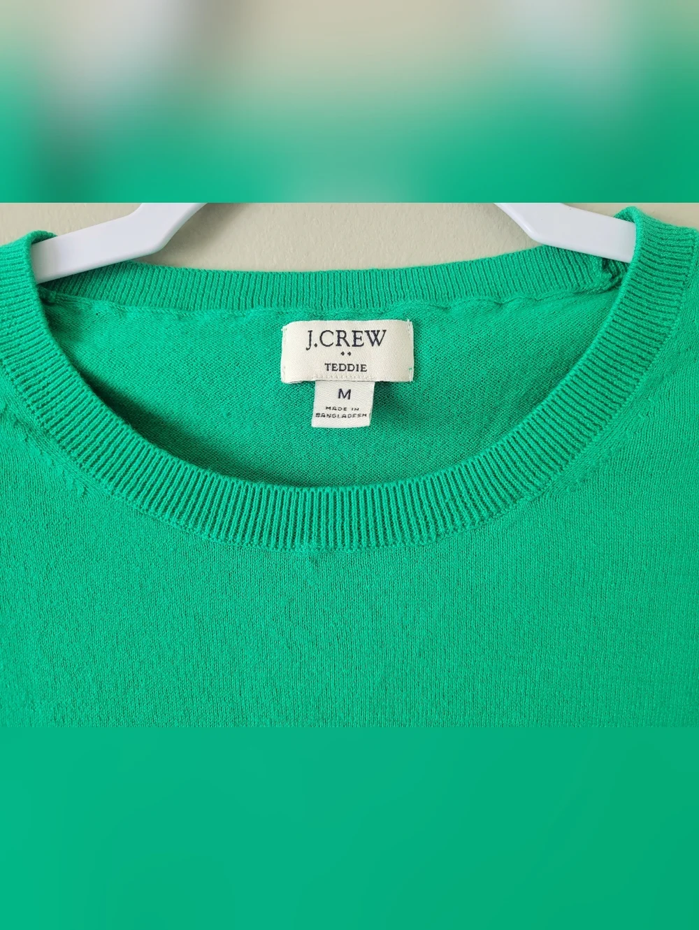 J. Crew Teddie Women's Kelly Green Crewneck Sweater 100% Cotton Medium - Picture 12 of 16